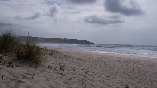 An empty beach in autumn in Galicia