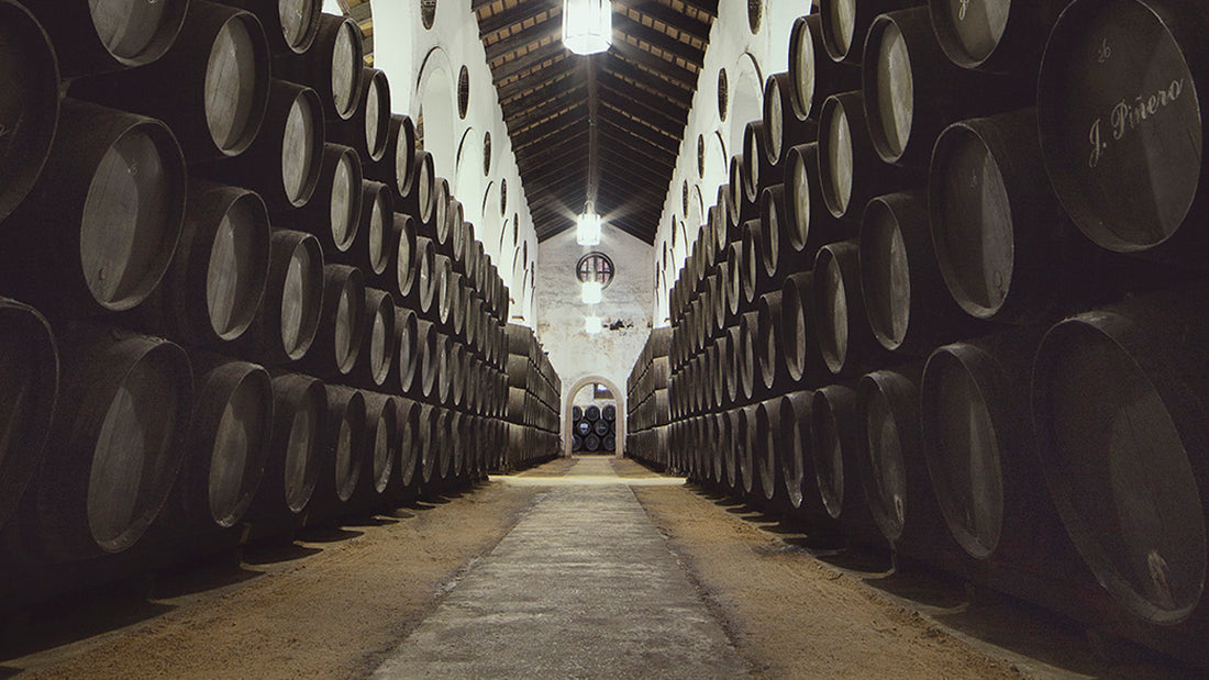Barells in a wine cellar in the Spanish wine region of  Sanlucar de Barrameda