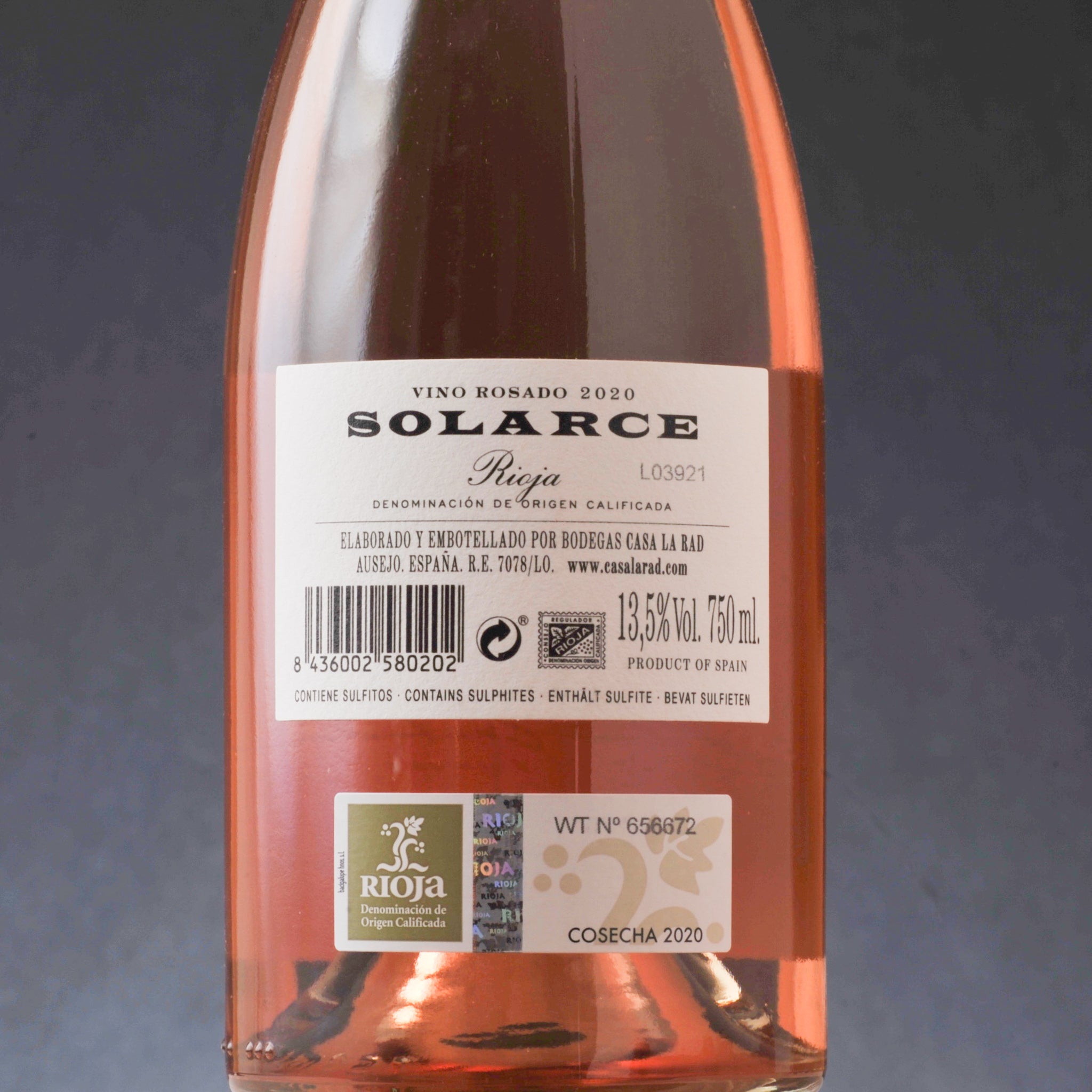 Spanish Rosé Wine Solarce Rosado from Casa La Rad